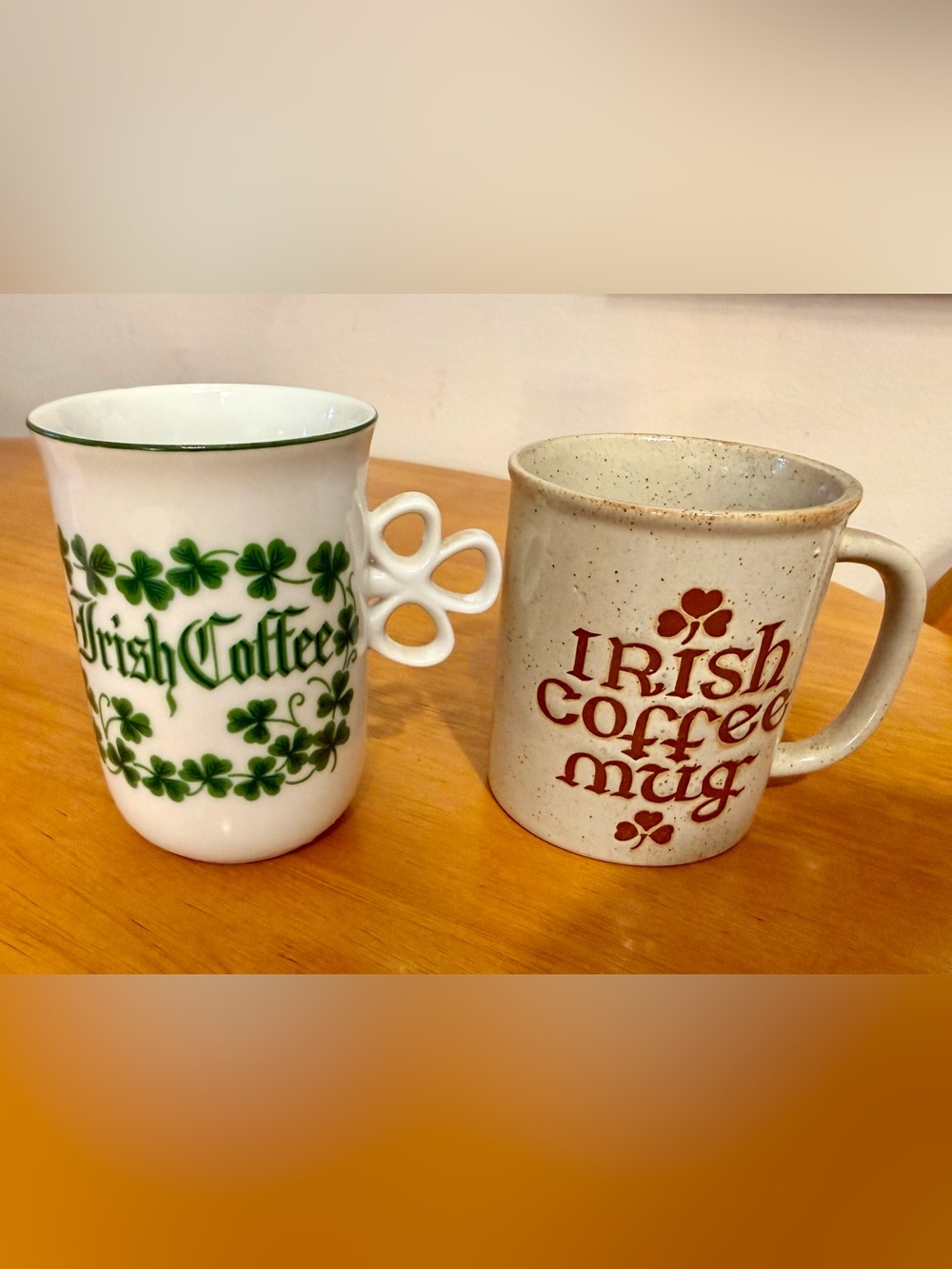 Set of 2 Vintage Ceramic Irish Coffee Mugs- See Photos